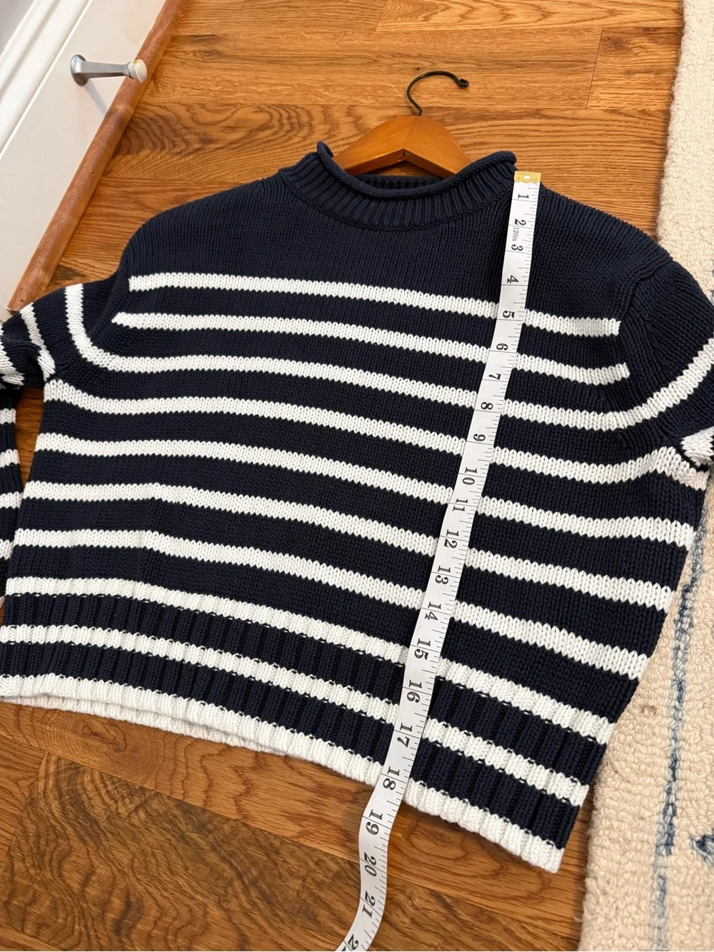 J.Crew Rollneck Sweater Striped Navy and Ivory Size XS